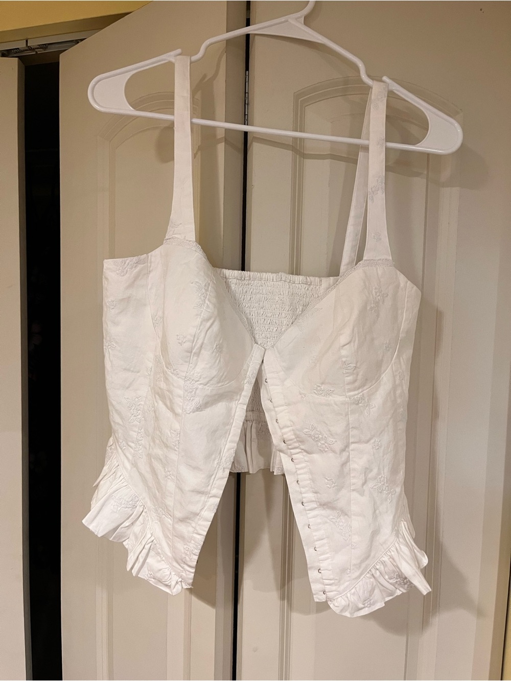 Zara White Ruffled Corset-Style Camisole